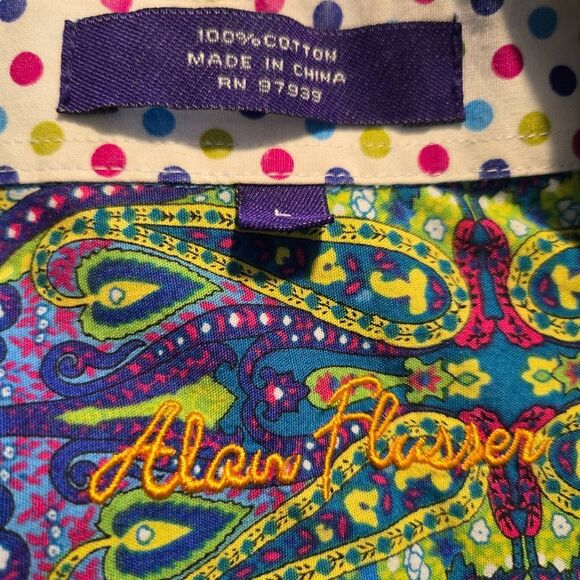 Alan Flusser Shirt Long Sleeve Paisley Button Down Men's Size Large - Picture 4 of 4